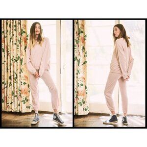 💕THE GREAT💕 Slouch Sweatshirt + Stadium SweatPants Carnation Daisy Print M NWT